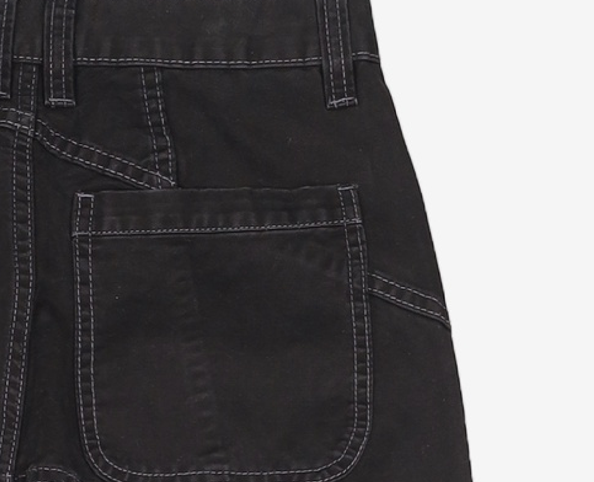 노매뉴얼(NOMANUAL) DIAGONAL LINE PANTS - WASHED BLACK S
