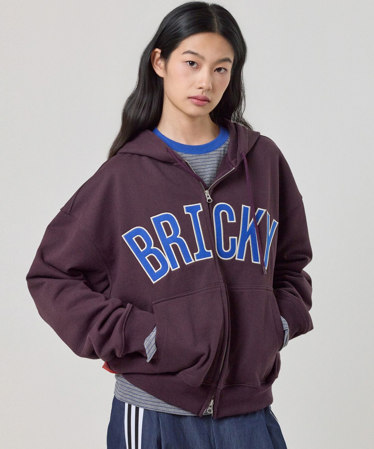 툴룬즈브릭(TOULN BRICK) TB-세미크롭브리키 후드집업 PU (E6W10G1204)