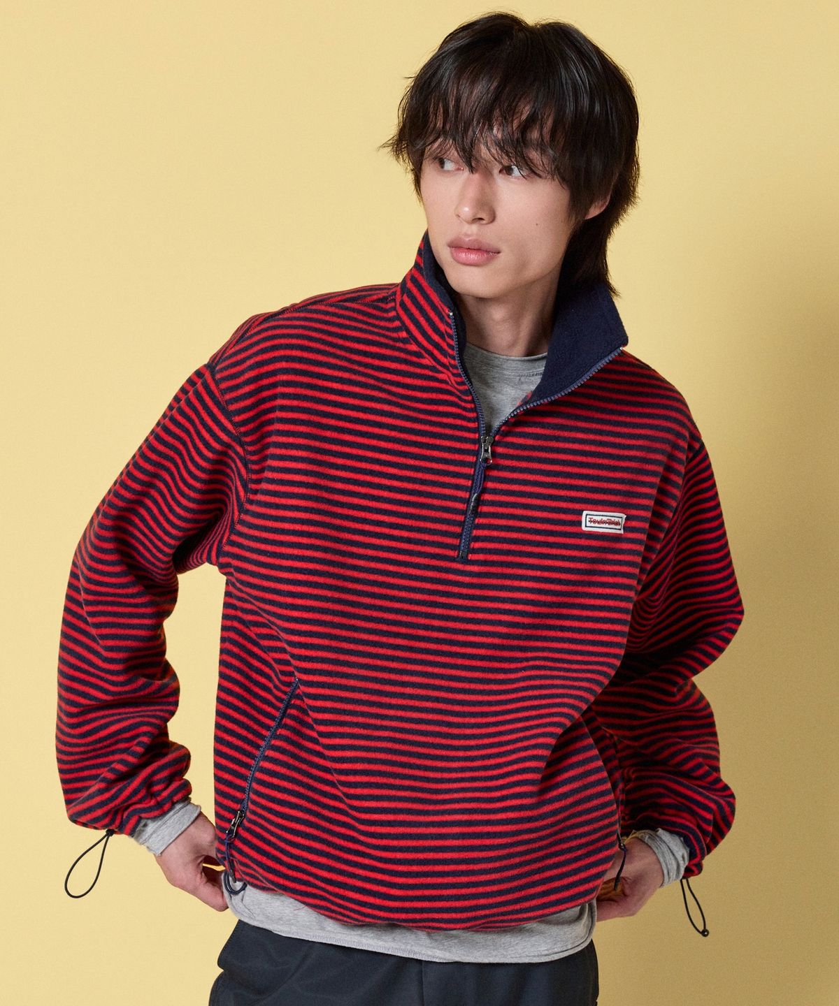 툴룬즈브릭(TOULN BRICK) TB-스트라이프 플리스 반집업 RD (E6W10G2203)
