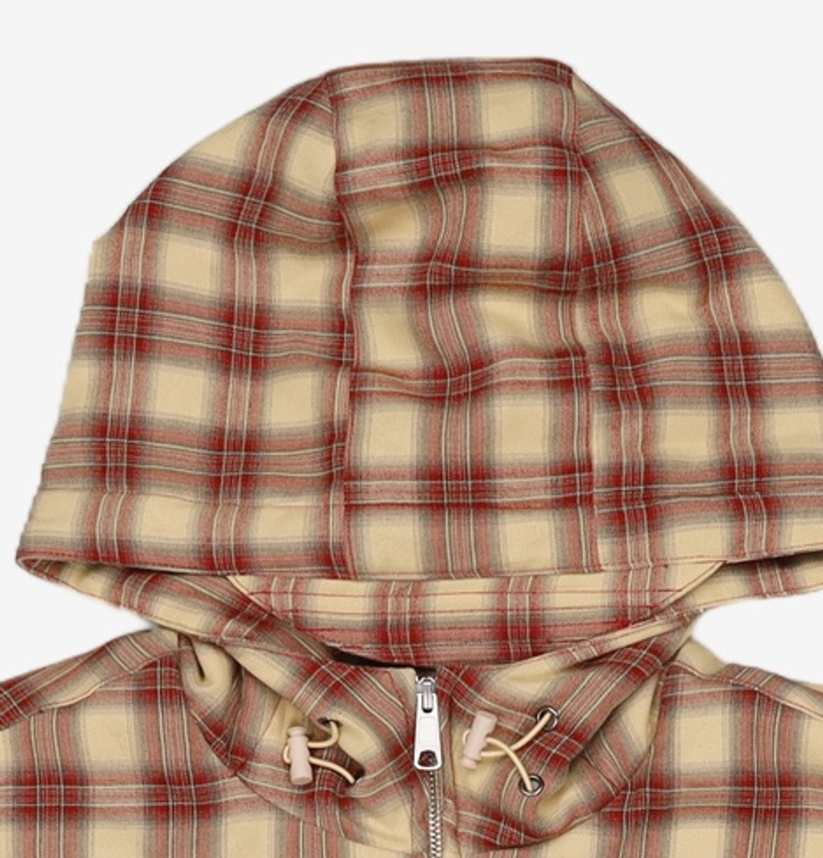 노매뉴얼(NOMANUAL) CHECK HOODED JACKET - BURGUNDY L