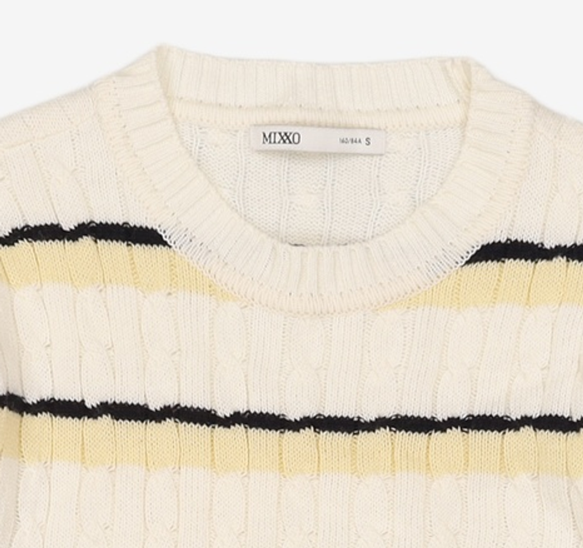 미쏘(MIXXO) 스트라이프 케이블 풀오버 MIWKAC956T S