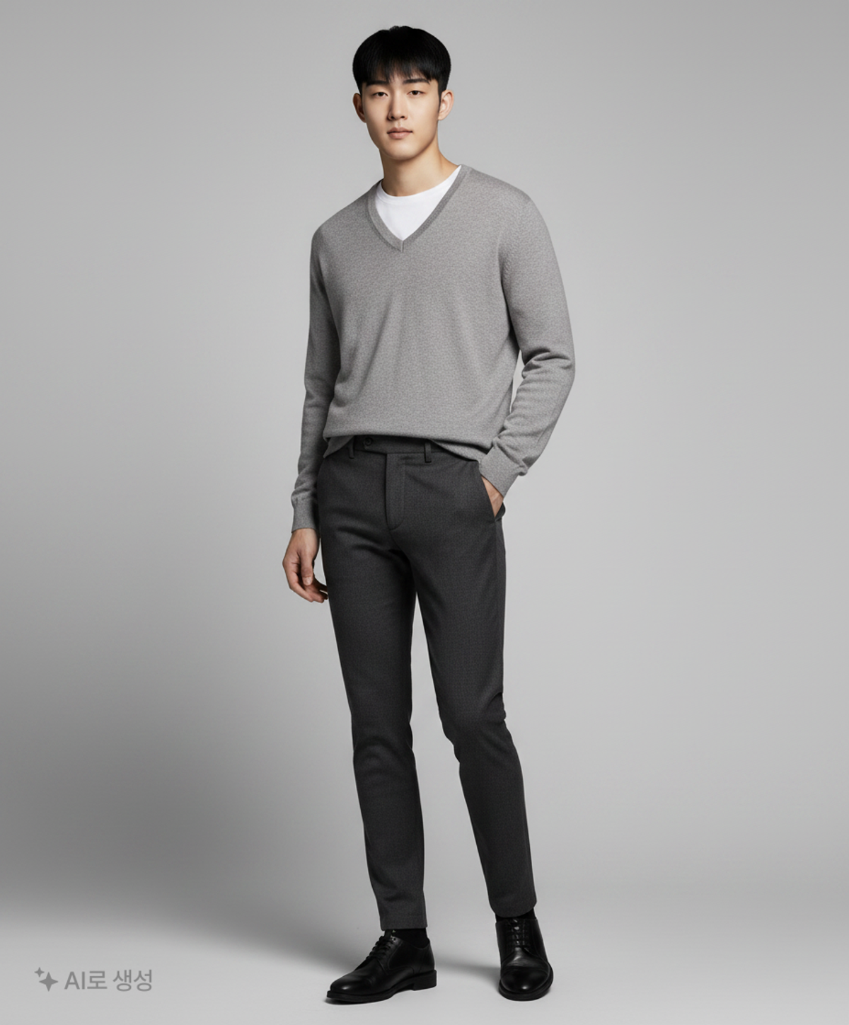 토피(TOFFEE) 래글런 브이넥 니트 (GREY) M