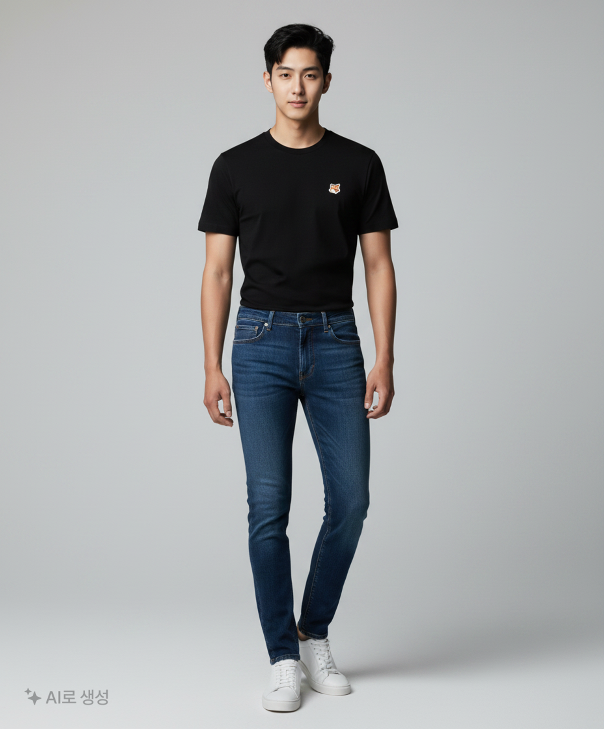 메종 키츠네(MAISON KITSUNE) 폭스헤드 반팔 티셔츠 AM00103KJ0008 P480 NAVY XL