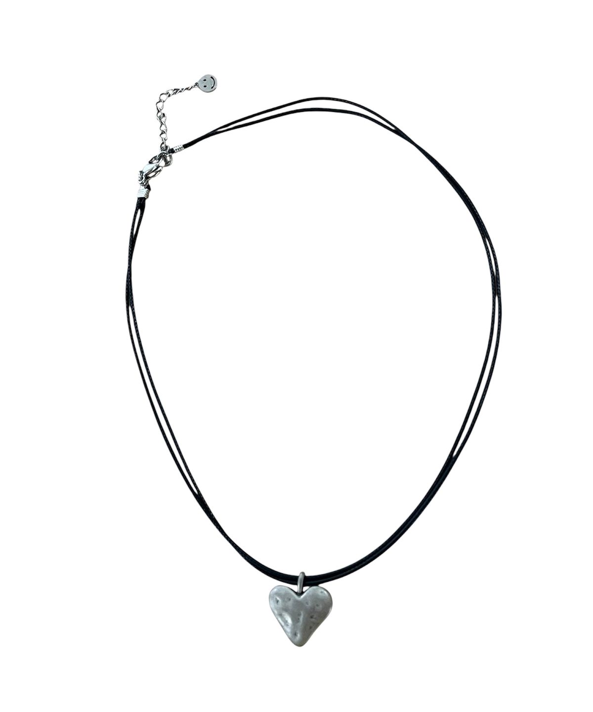 스케이터락(SK8ER ROCK) Hammering Heart Cord Necklace (Black Silver)