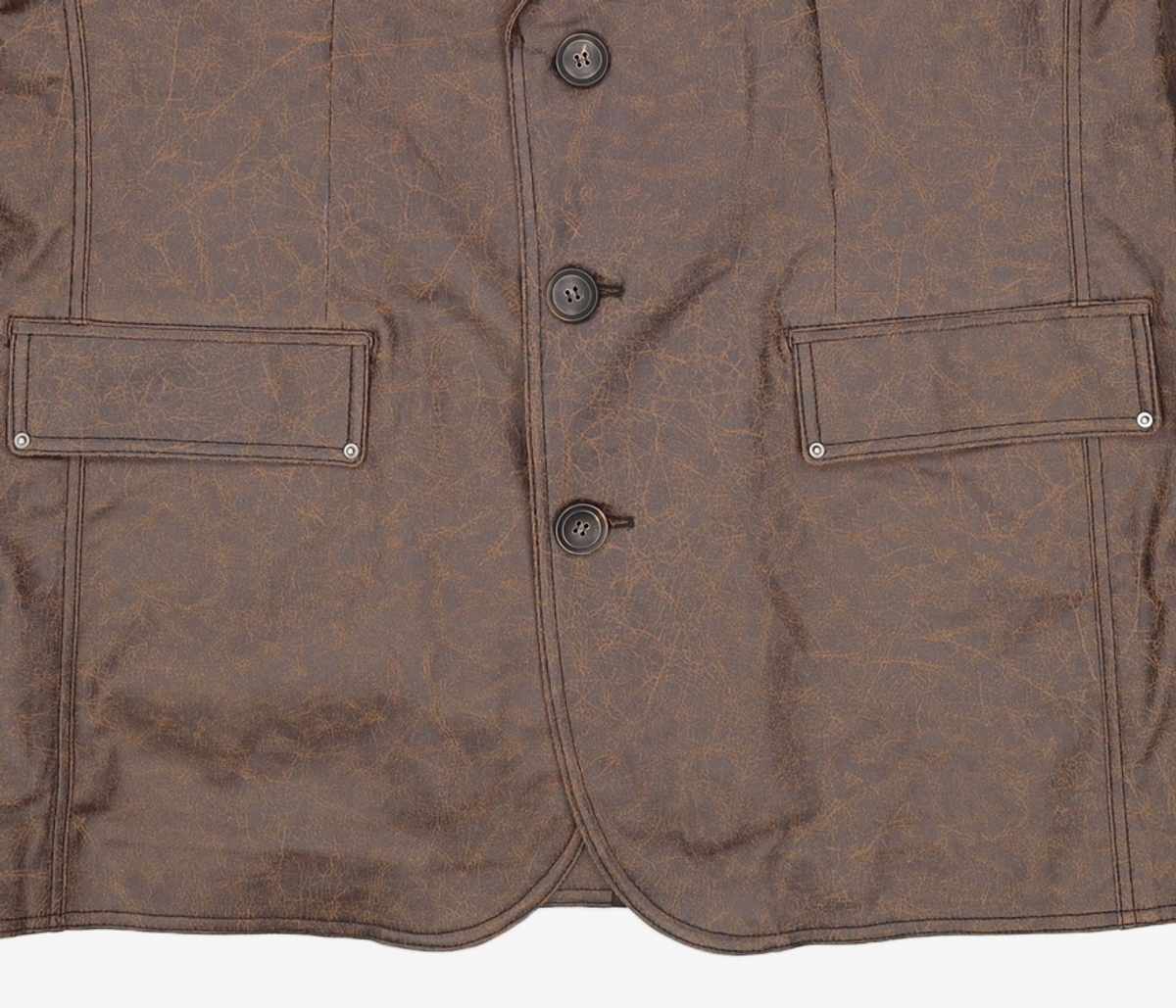메종미네드(MAISON MINED) CRACK COATING BLAZER BROWN L