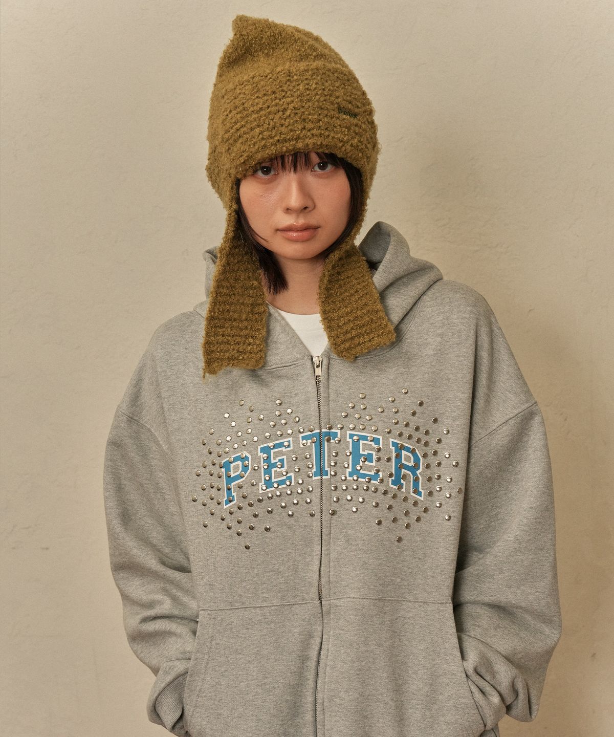 마이네임이즈피터(MYNAMEISPETER) PETER STUD ZIP HOODIE - GRAY