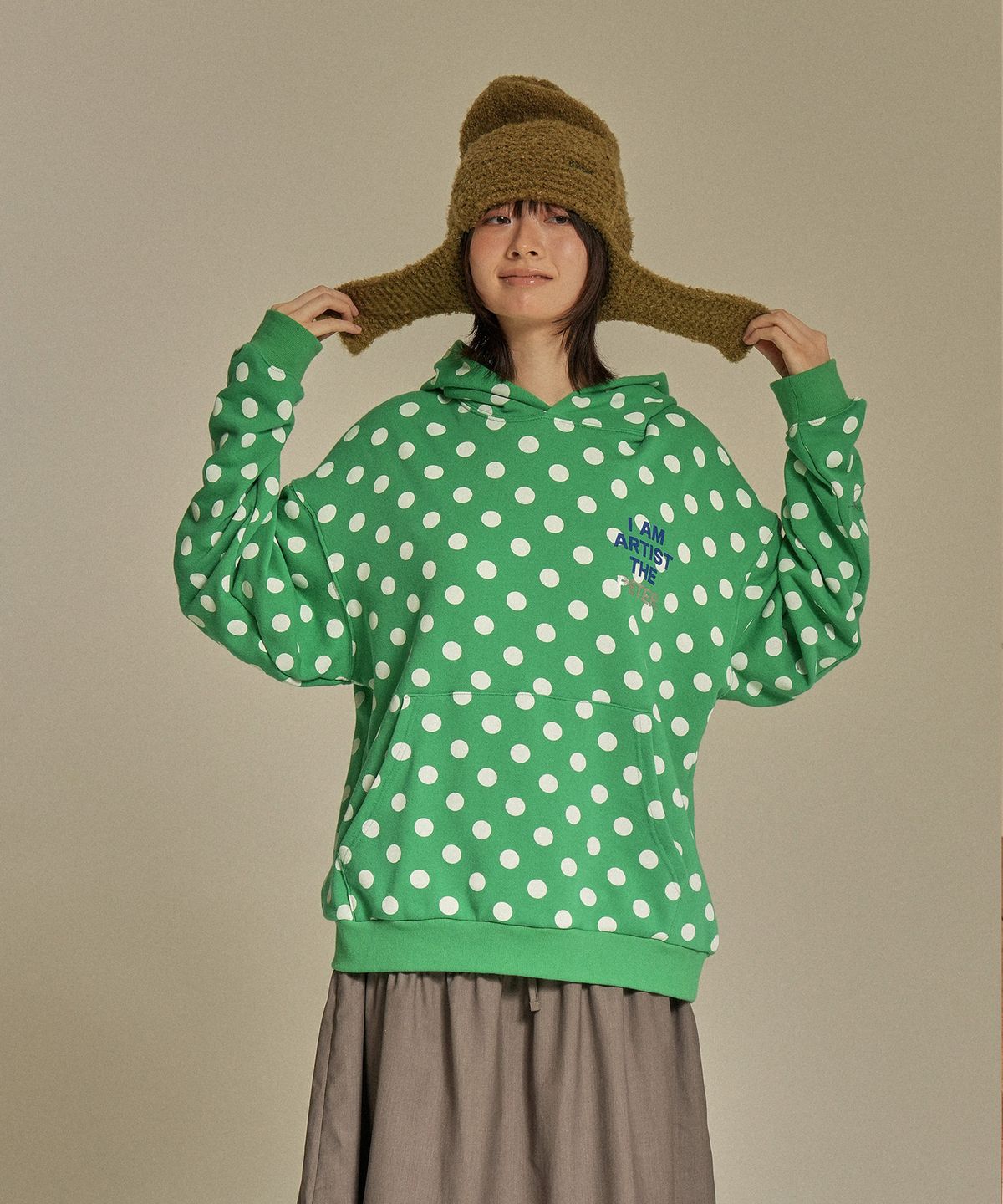 마이네임이즈피터(MYNAMEISPETER) PETER THE ARTIST DOT HOODIE - GREEN