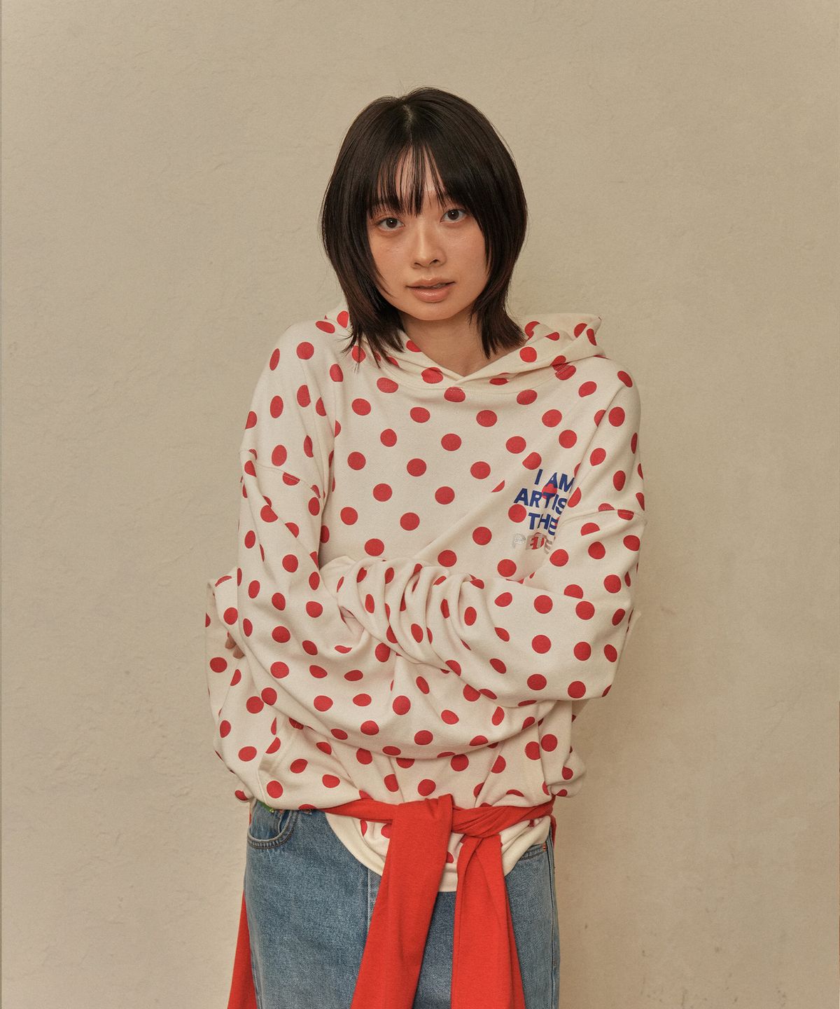 마이네임이즈피터(MYNAMEISPETER) PETER THE ARTIST DOT HOODIE - IVORY