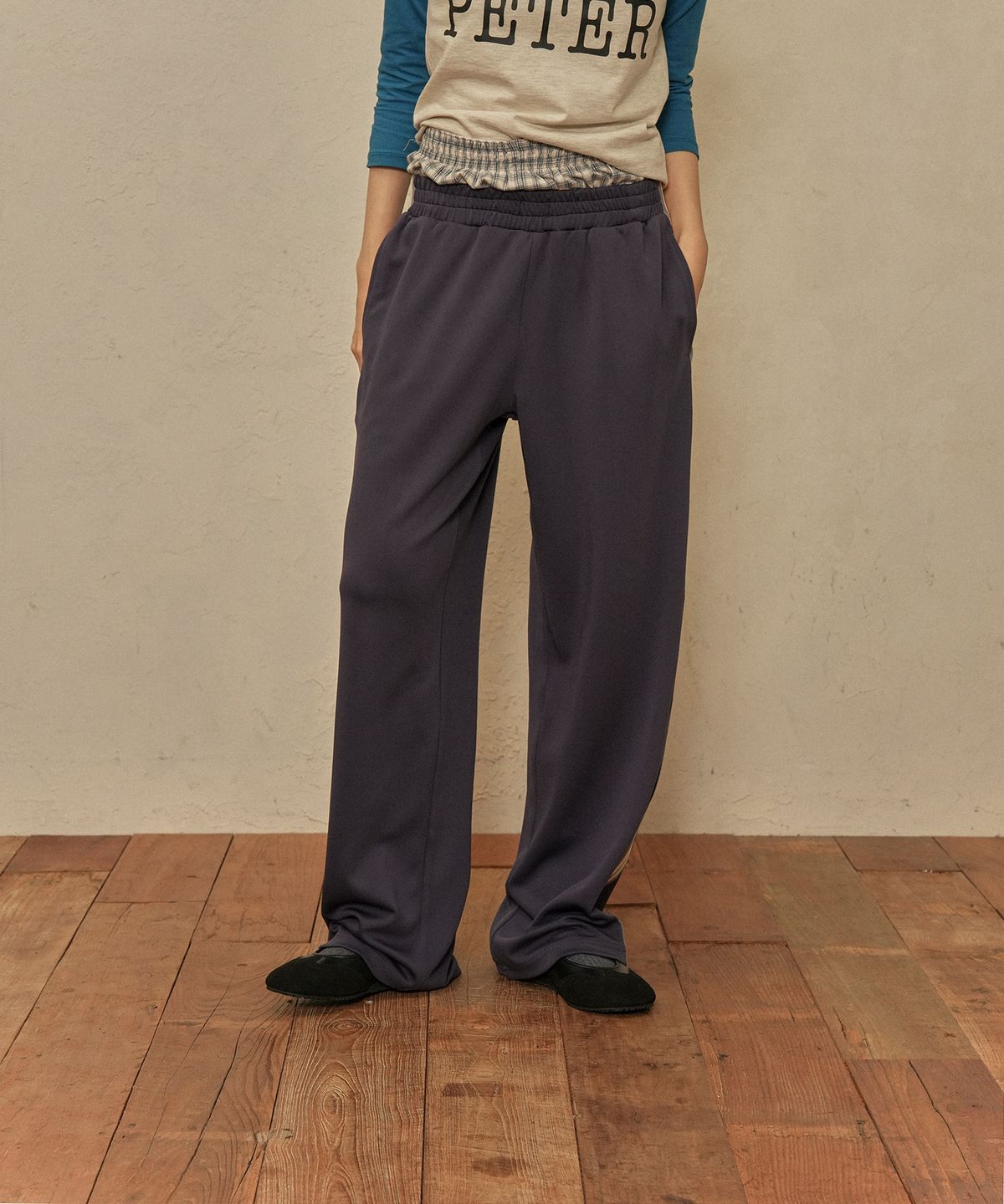 마이네임이즈피터(MYNAMEISPETER) (W) PETER LAYERED TRACK PANTS - GRAPHITE NAVY