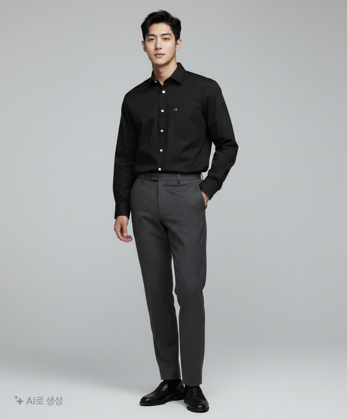 커스텀멜로우(CUSTOMELLOW) Black 2-Collar Detail Side Slit Shirt_CWSAM25203BKX 110