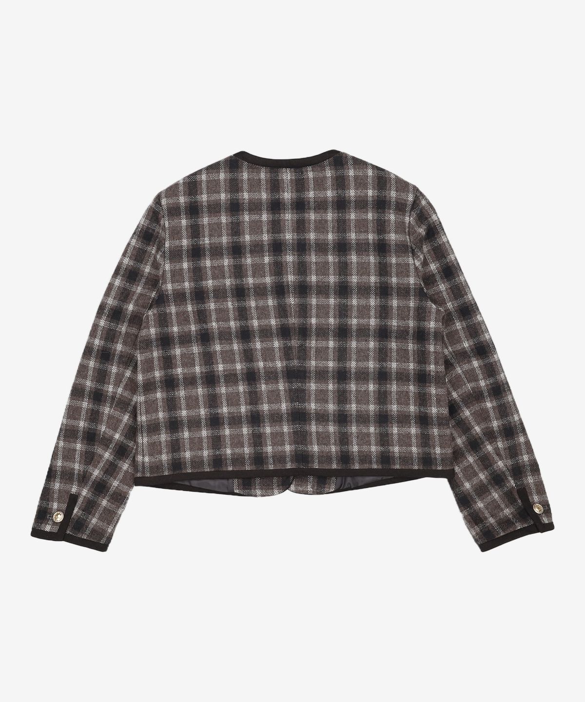 미쏘(MIXXO) 체크 라운드넥 배색 숏자켓 MIWJKCT23G S
