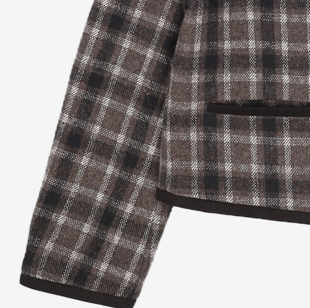 미쏘(MIXXO) 체크 라운드넥 배색 숏자켓 MIWJKCT23G S
