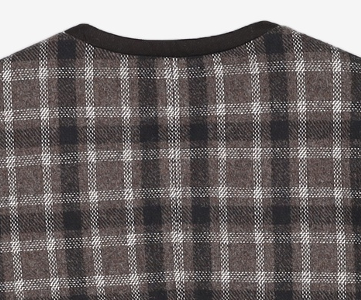 미쏘(MIXXO) 체크 라운드넥 배색 숏자켓 MIWJKCT23G S