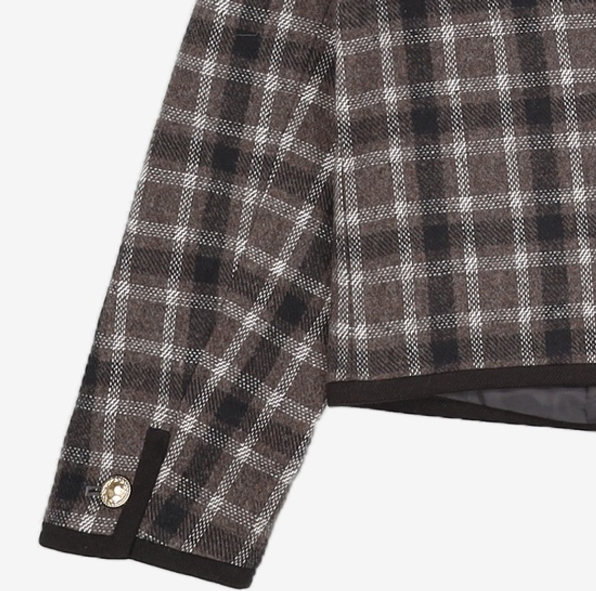 미쏘(MIXXO) 체크 라운드넥 배색 숏자켓 MIWJKCT23G S