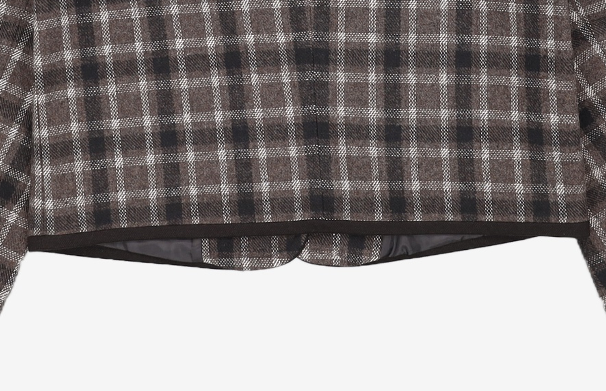 미쏘(MIXXO) 체크 라운드넥 배색 숏자켓 MIWJKCT23G S
