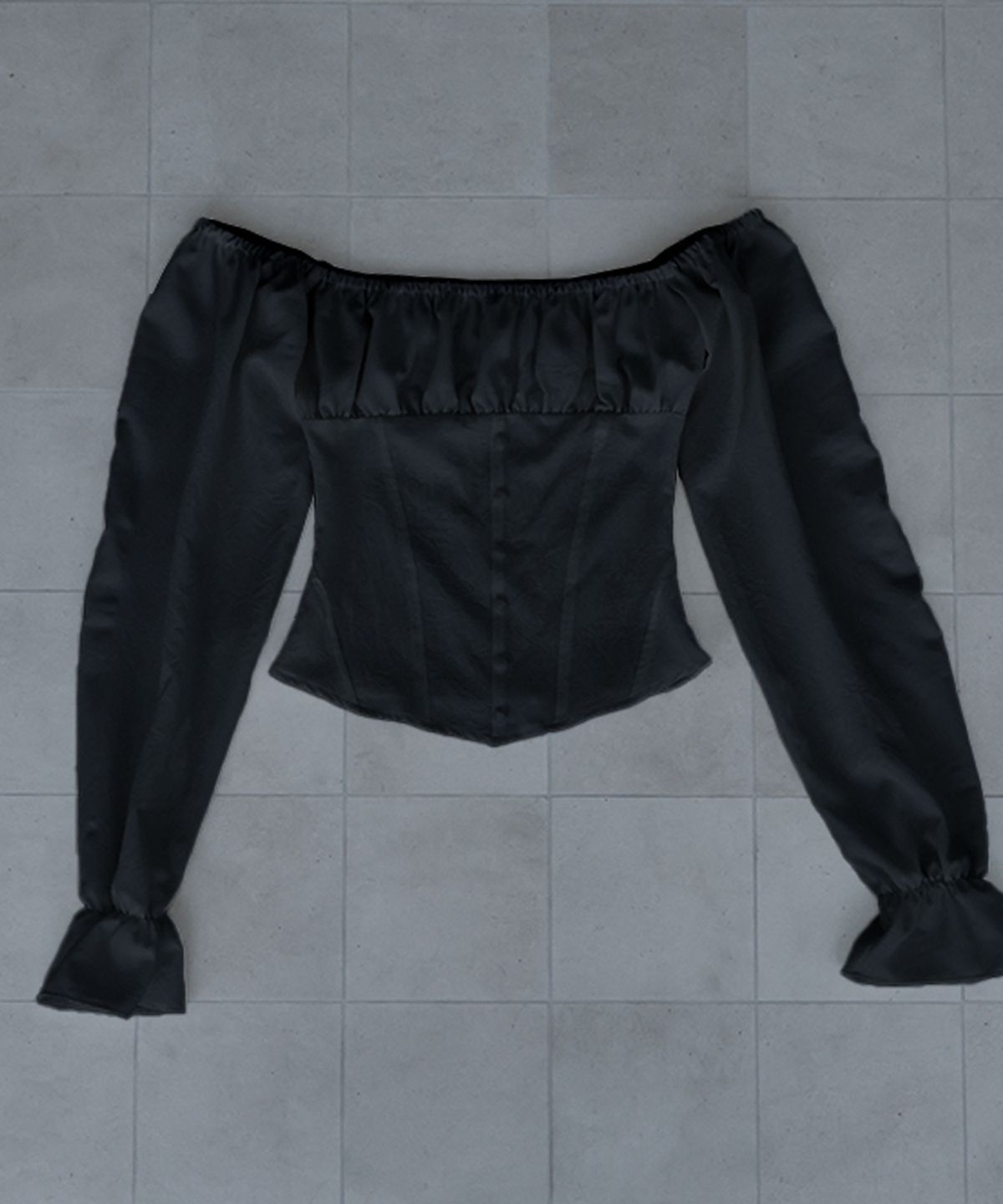 이오담(IODAM) LILIA CORSET BLOUSE (black)