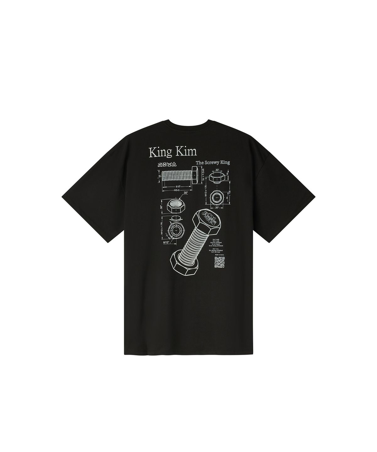 킹킴(KINGKIM) 볼트 그래픽 오버사이즈 박스 티셔츠 - 블랙