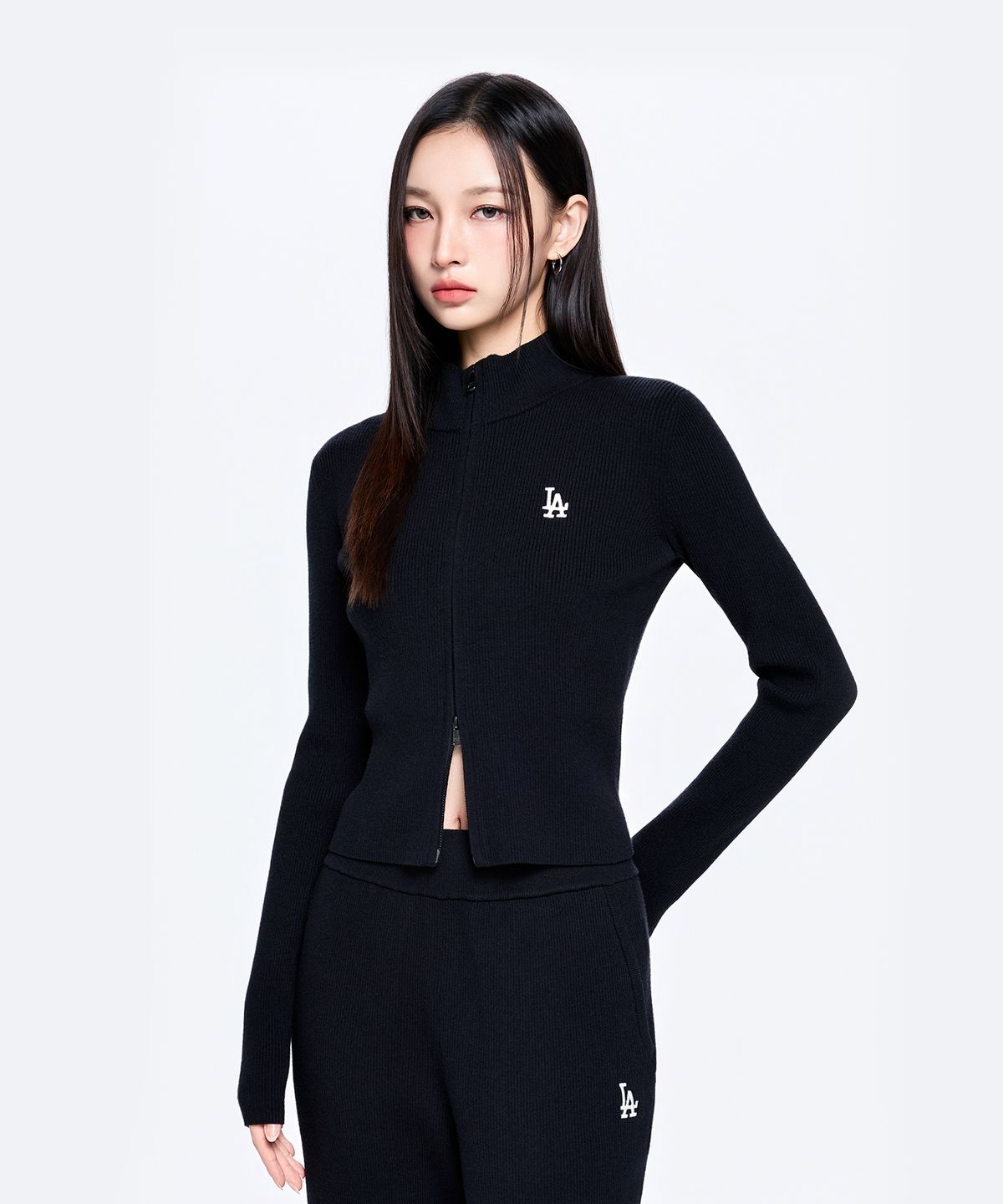 엠엘비(MLB) 여성 베이직 립 집업 가디건 LA (Black)