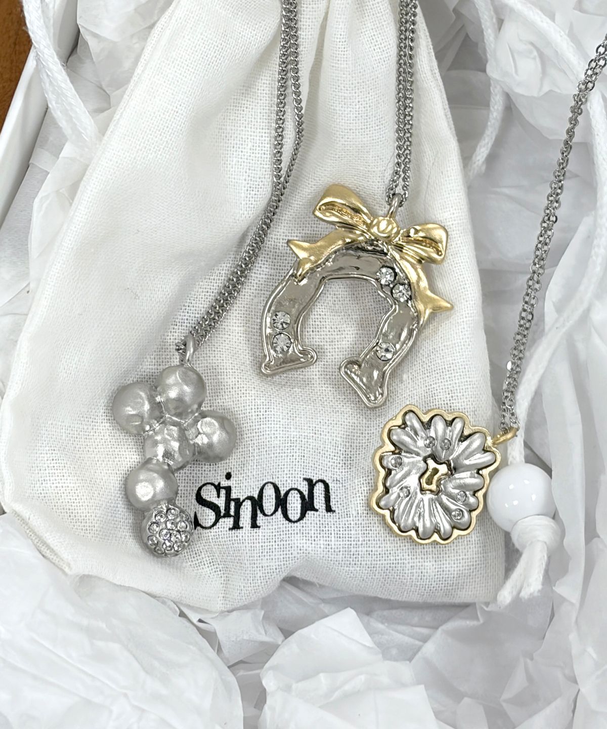 시눈(SINOON) Seed Necklace (Silver Gold)