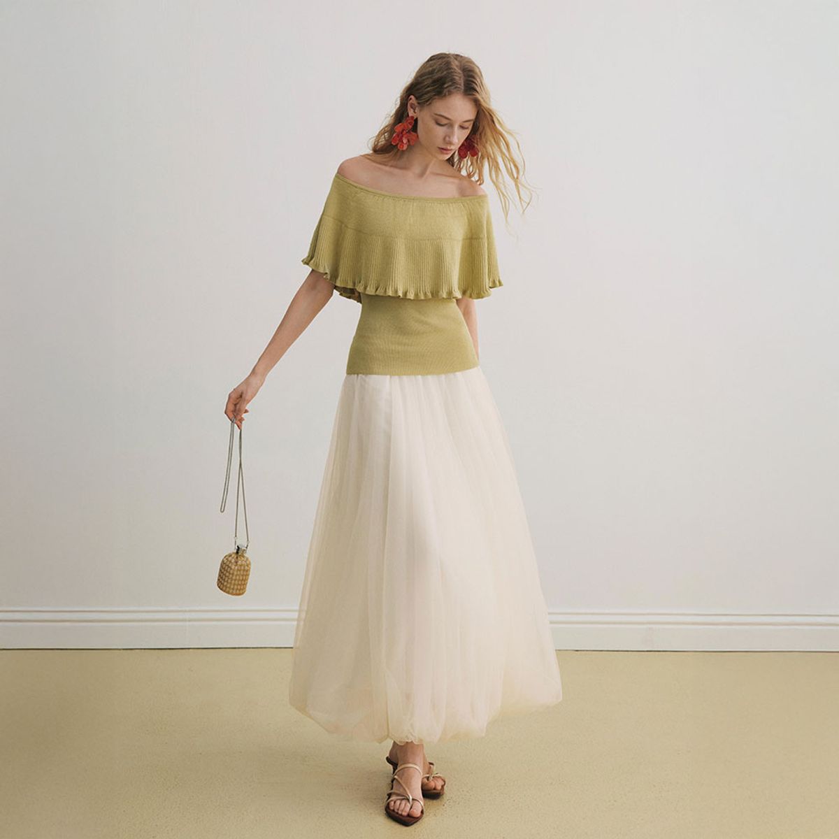 와이와이아이엠(YYIAM) YY_French tulle midi skirt