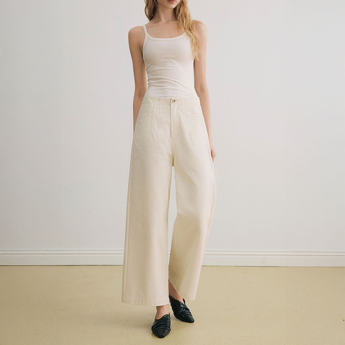와이와이아이엠(YYIAM) YY_Wide-leg drape pure pants_2color