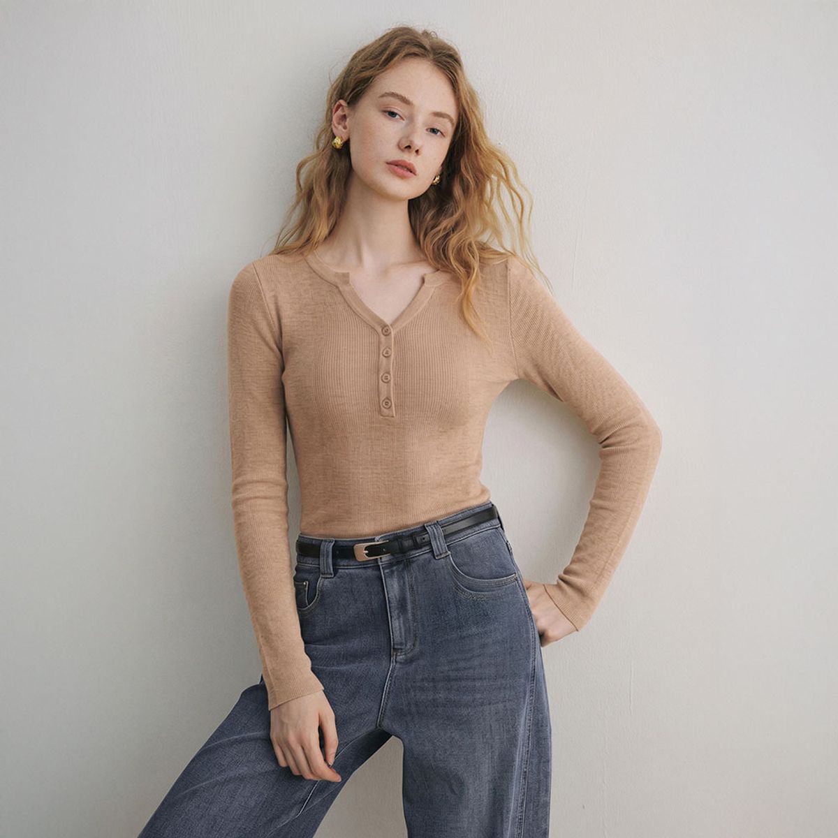와이와이아이엠(YYIAM) YY_V-neck button long top_3color