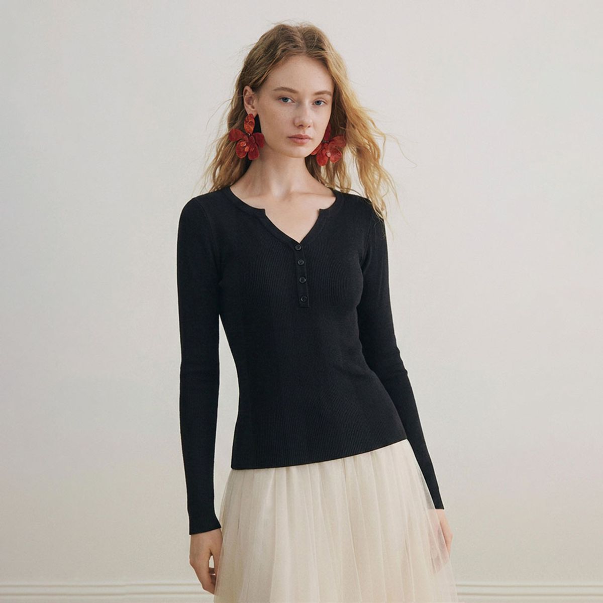 와이와이아이엠(YYIAM) YY_V-neck button long top_3color