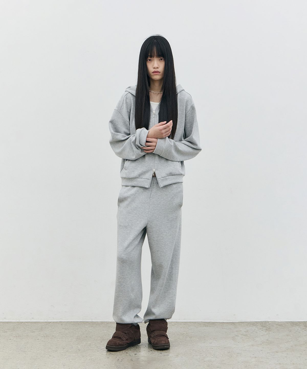 로움(ROWM) SOFT CONTOUR HOODED ZIP-UP (GRAY/MINT)