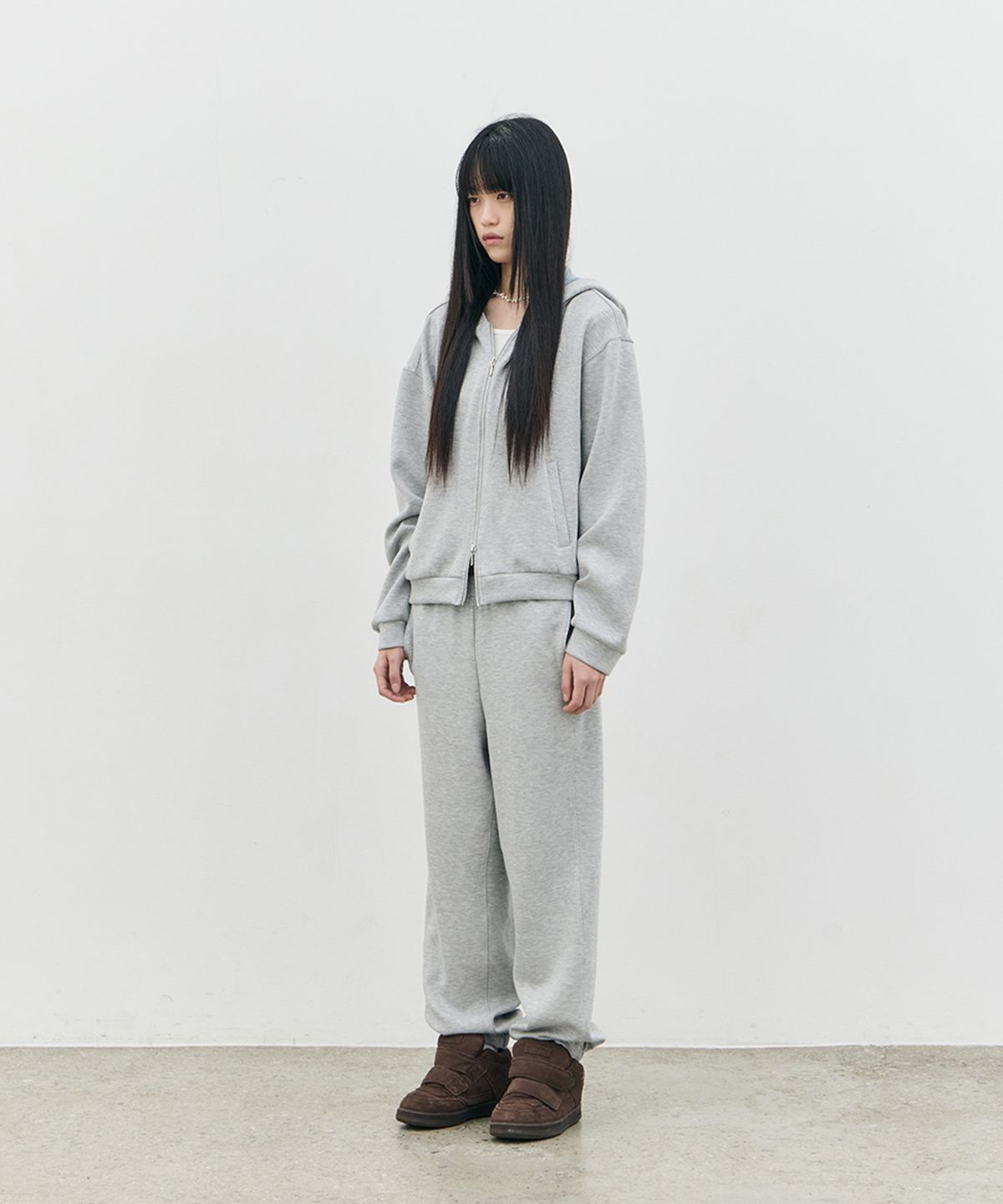 로움(ROWM) SOFT CONTOUR HOODED ZIP-UP (GRAY/MINT)
