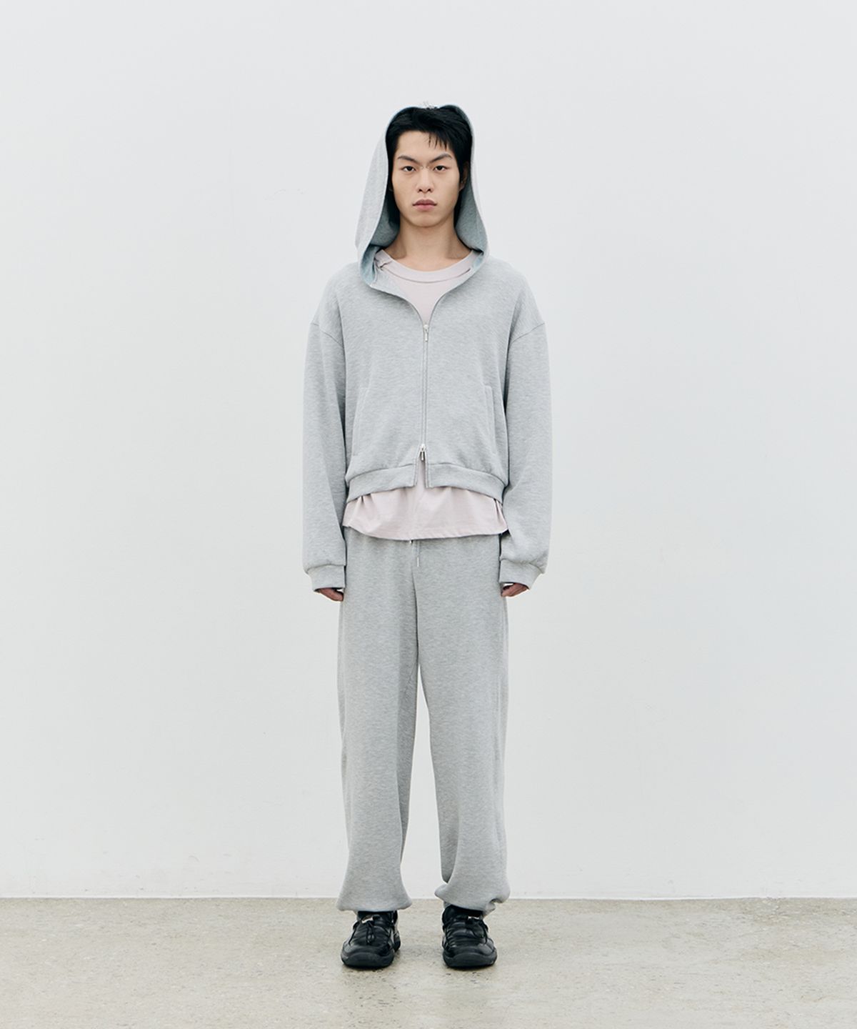 로움(ROWM) SOFT CONTOUR HOODED ZIP-UP (GRAY/MINT)