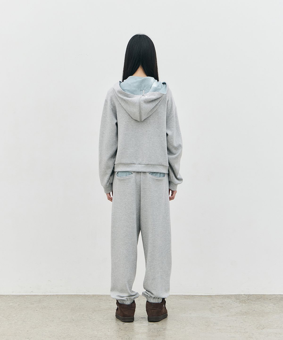 로움(ROWM) SOFT CONTOUR HOODED ZIP-UP (GRAY/MINT)