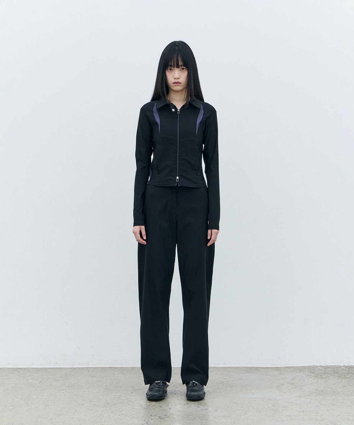 로움(ROWM) CONTRAST PANEL JACKET (BLACK)