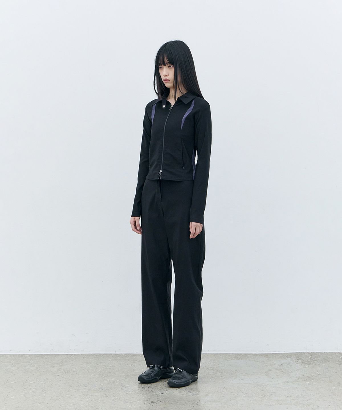 로움(ROWM) CONTRAST PANEL JACKET (BLACK)