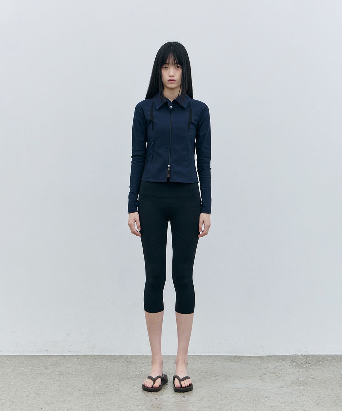 로움(ROWM) CONTRAST PANEL JACKET (NAVY)