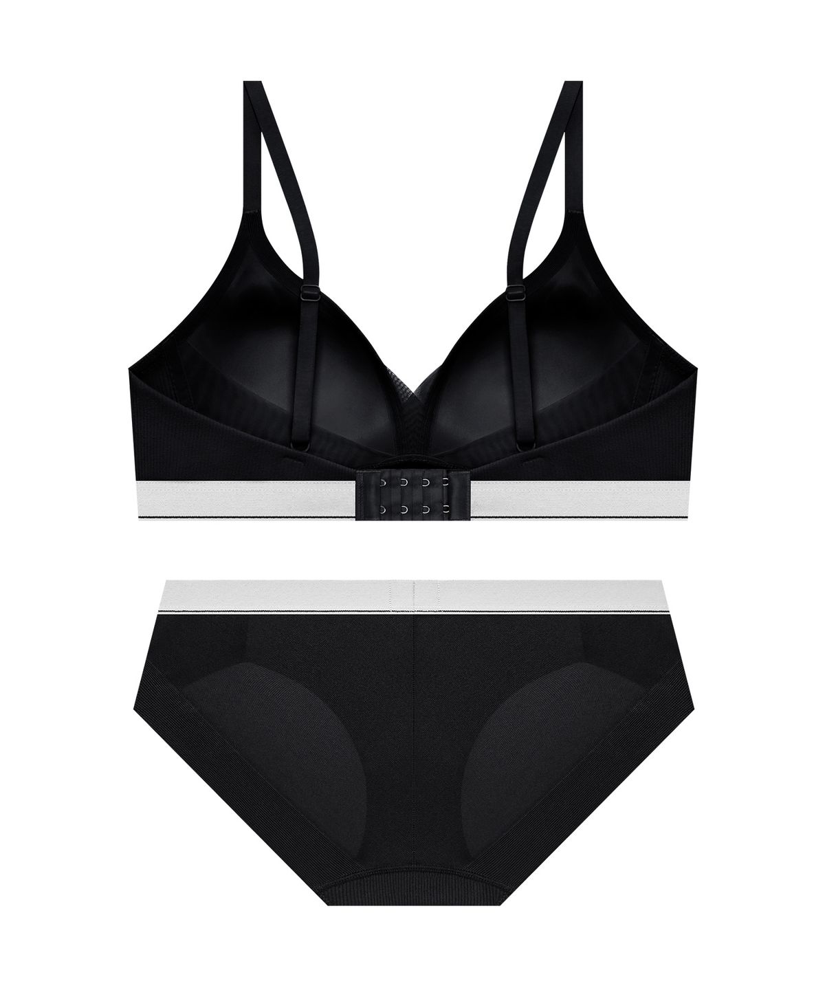 코데즈컴바인 이너웨어(CODES COMBINE INNERWEAR) 뉴트럴 골지 노와이어 브라 햄팬티 세트_블랙