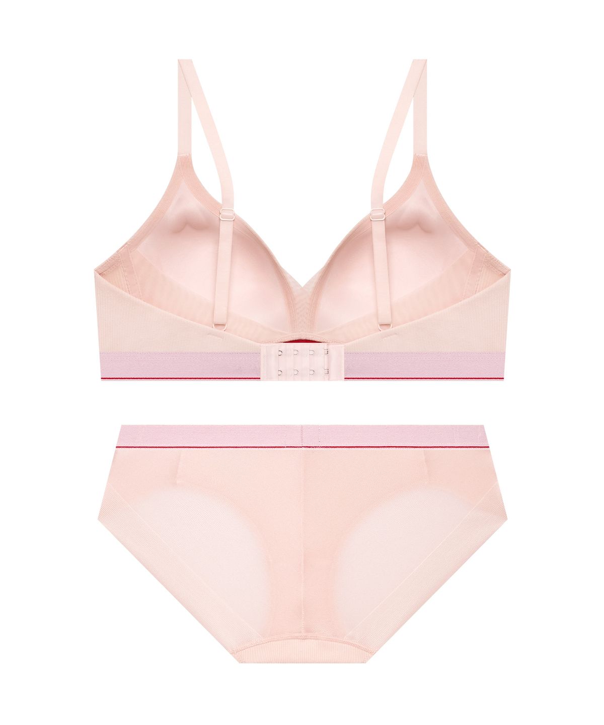 코데즈컴바인 이너웨어(CODES COMBINE INNERWEAR) 뉴트럴 골지 노와이어 브라 햄팬티 세트_핑크