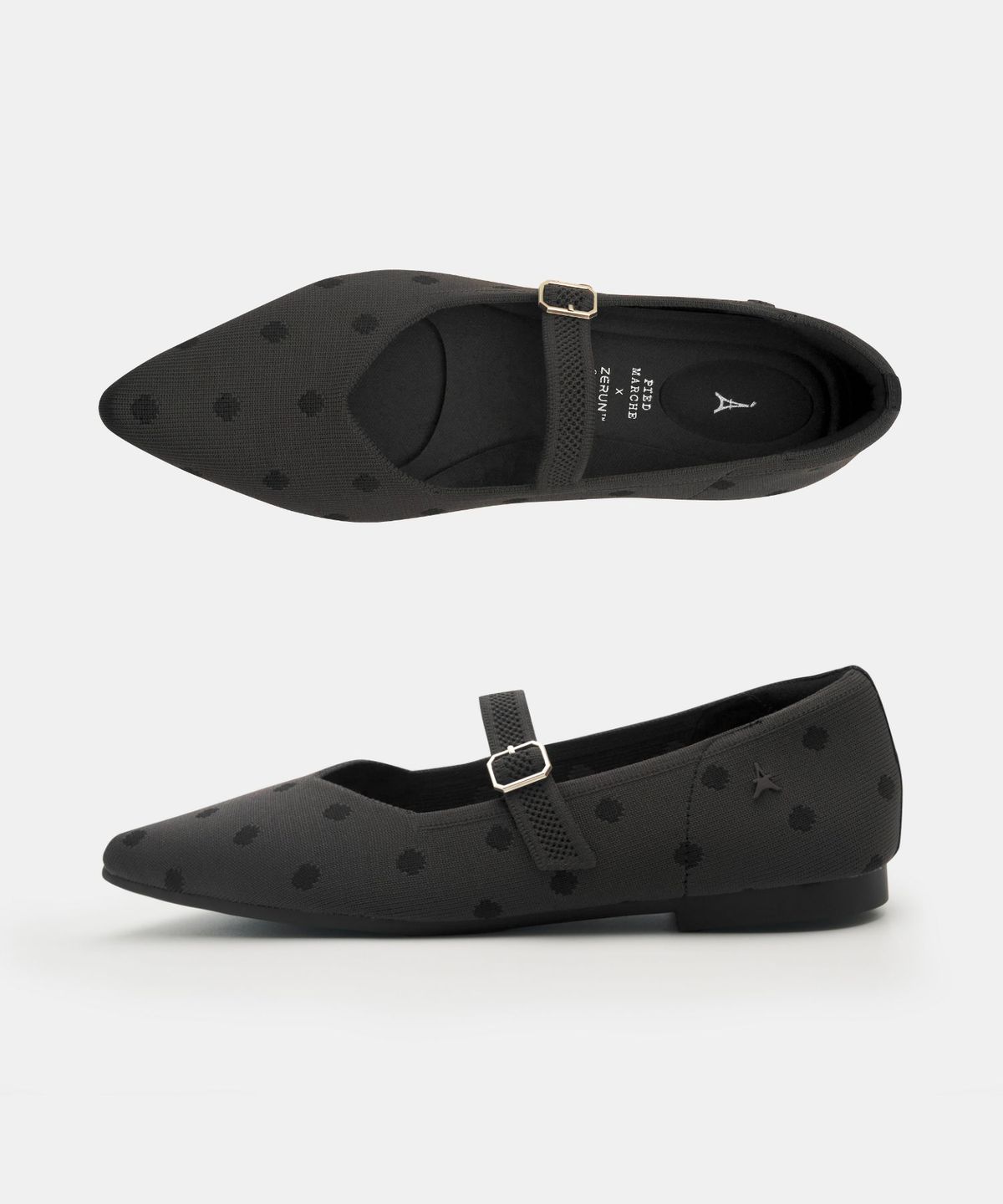 아삐에 마르슈(APIED MARCHE) [니티드 스탠다드] RELAXA MJ 포인트토 도트 니트 플랫 2.3cm -PM5004-1 (2color)