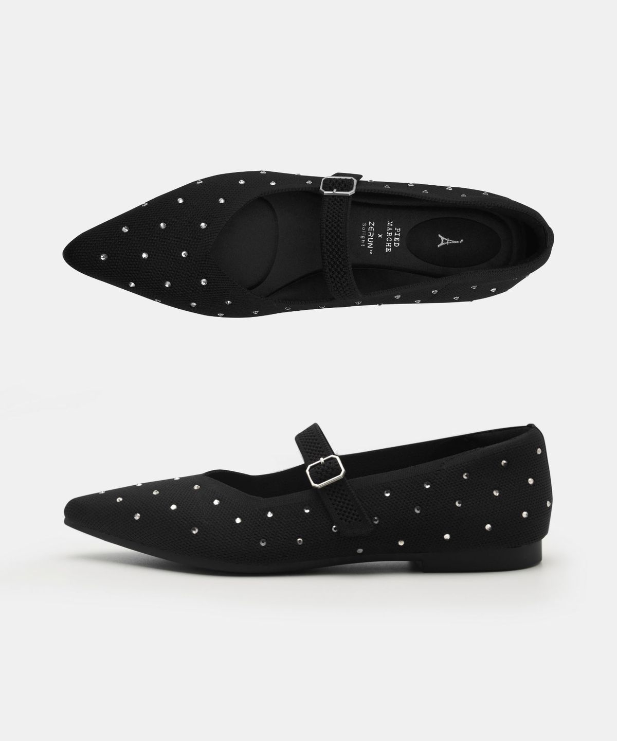 아삐에 마르슈(APIED MARCHE) [니티드 스탠다드] RELAXA MJ 크리스탈 포인트토 니트 플랫 2.3cm -PM5008 (1color)