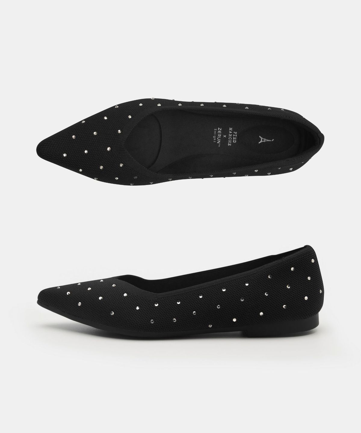 아삐에 마르슈(APIED MARCHE) [니티드 스탠다드] RELAXA 크리스탈 포인트토 니트 플랫 2.3cm -PM5009 (1color)