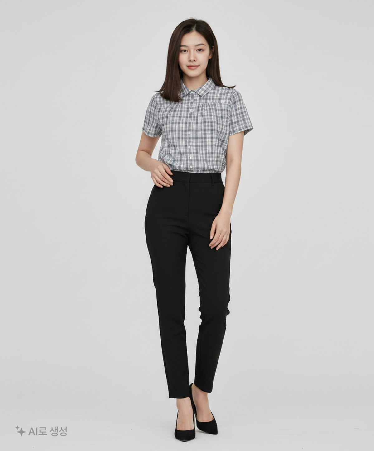 비터셀즈(BITTERCELLS) 엘로디 하프 체크 셔츠-블루 XS