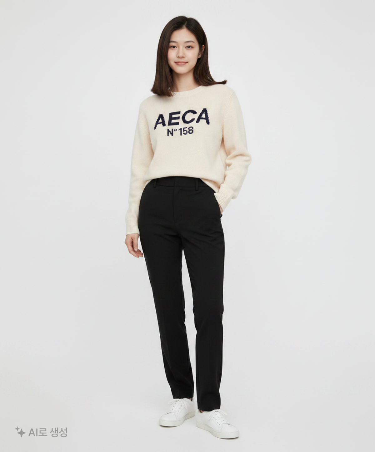 에이카화이트(AECA) AECA BIG LOGO WOOL KNIT-IVORY S