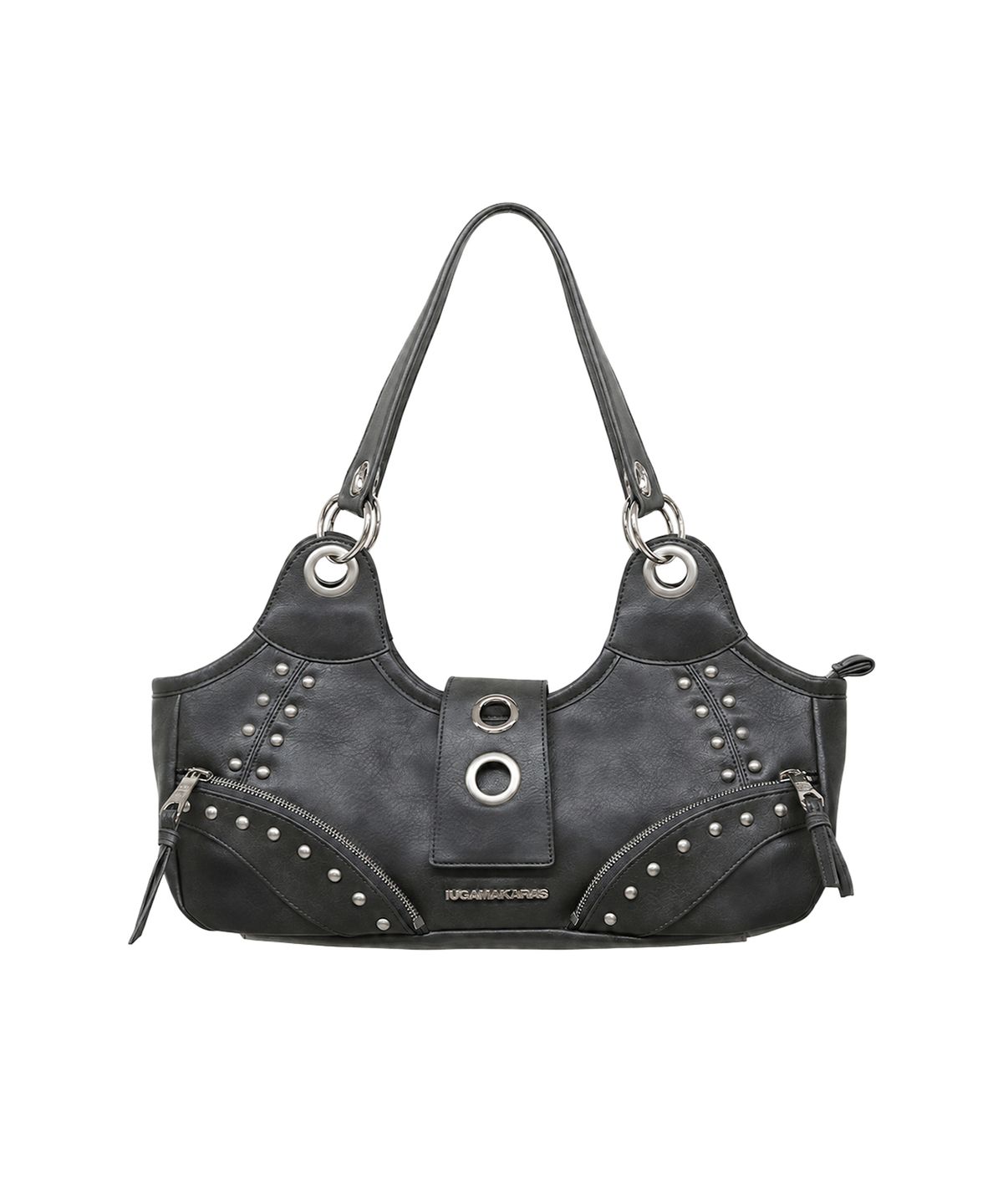 이우가마카라스(IUGAMAKARAS) Studded Ring Vintage Shoulder Bag (Black)