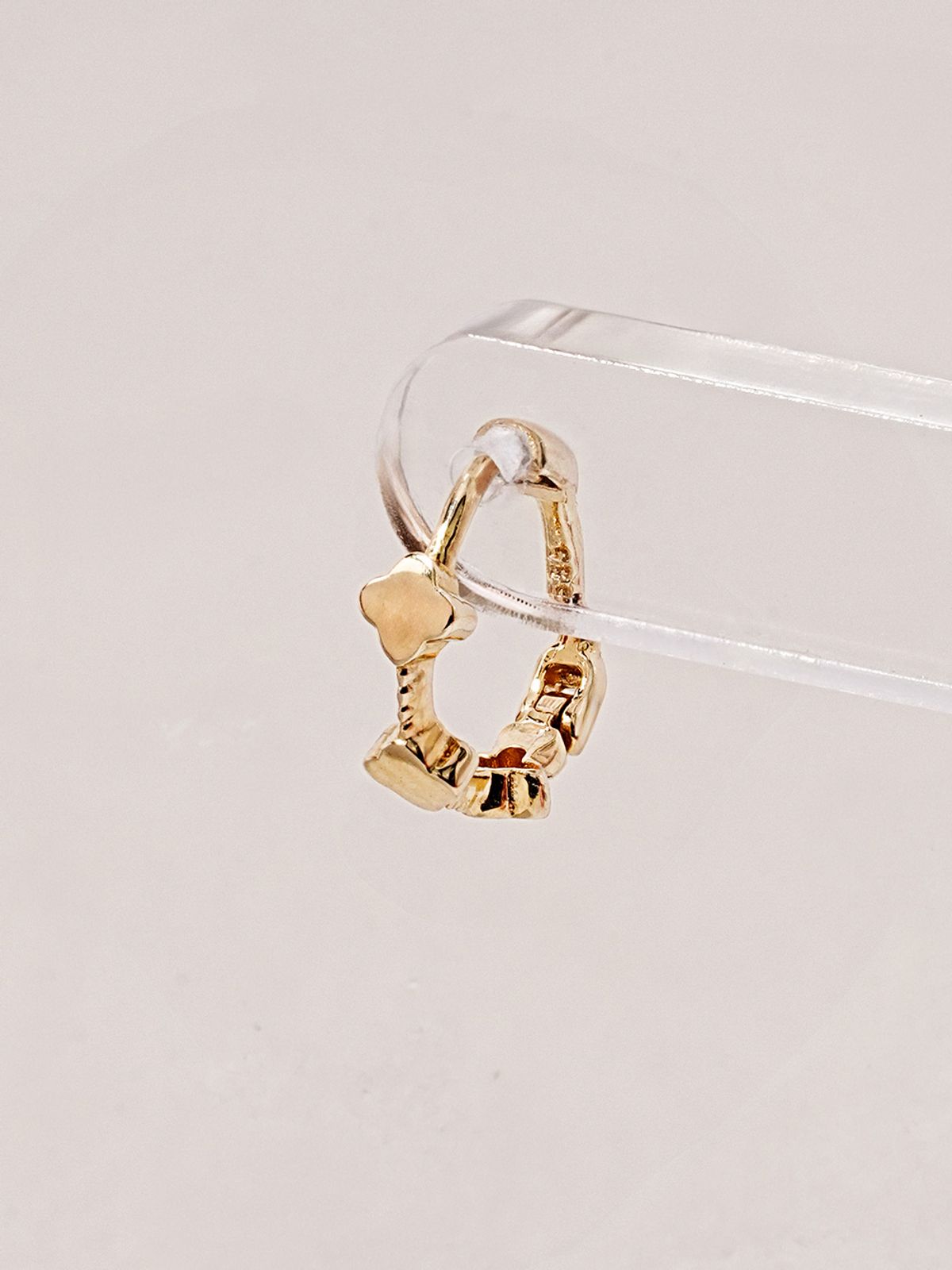 미니멀피어싱(MINIMALPIERCING) 14K 미니 클로버 라인 원터치 링 귀걸이