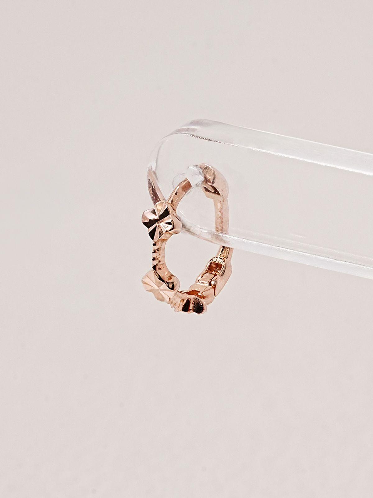 미니멀피어싱(MINIMALPIERCING) 14K 미니 클로버 라인 원터치 링 귀걸이