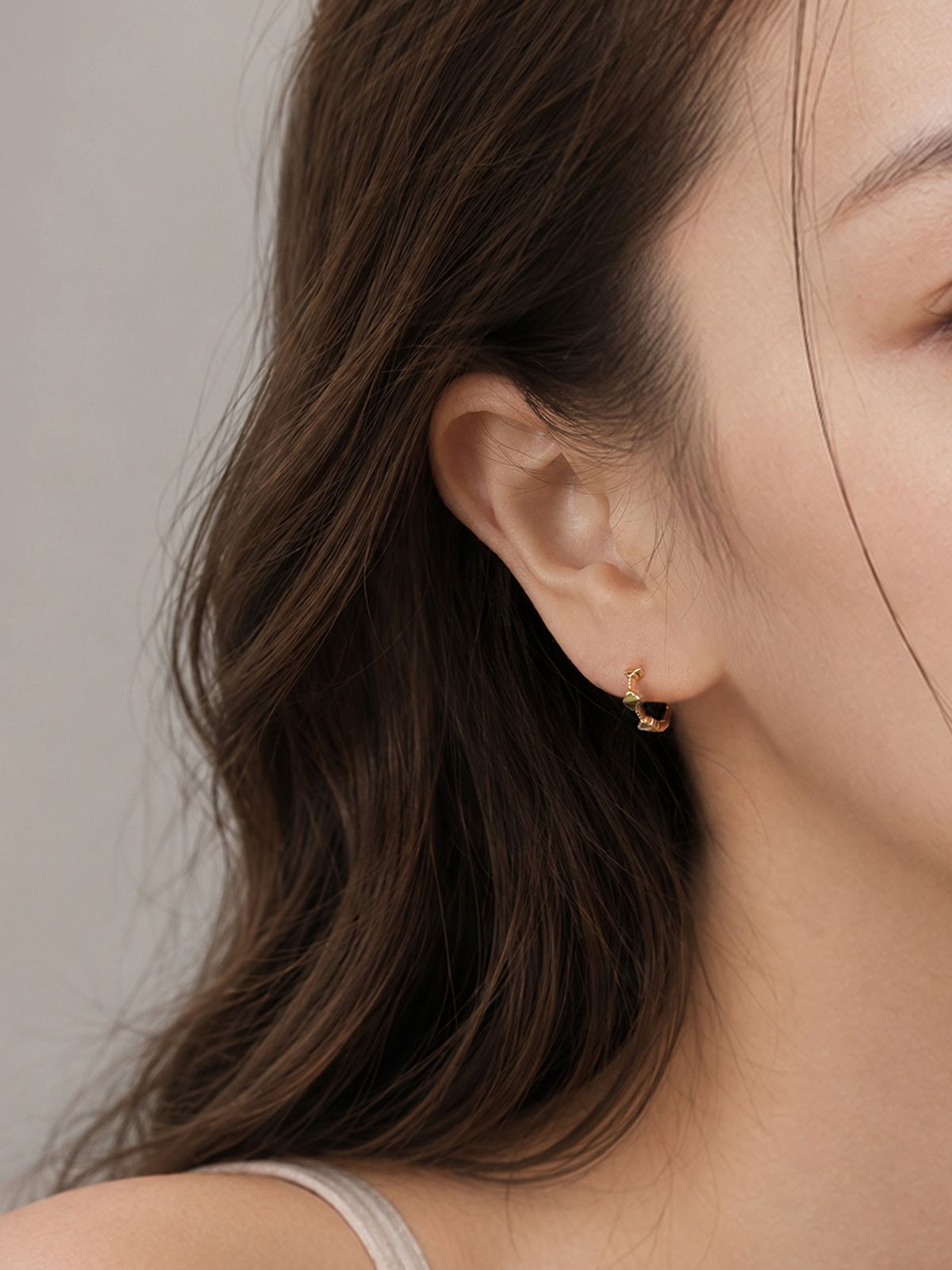 미니멀피어싱(MINIMALPIERCING) 14K 미니 클로버 라인 원터치 링 귀걸이
