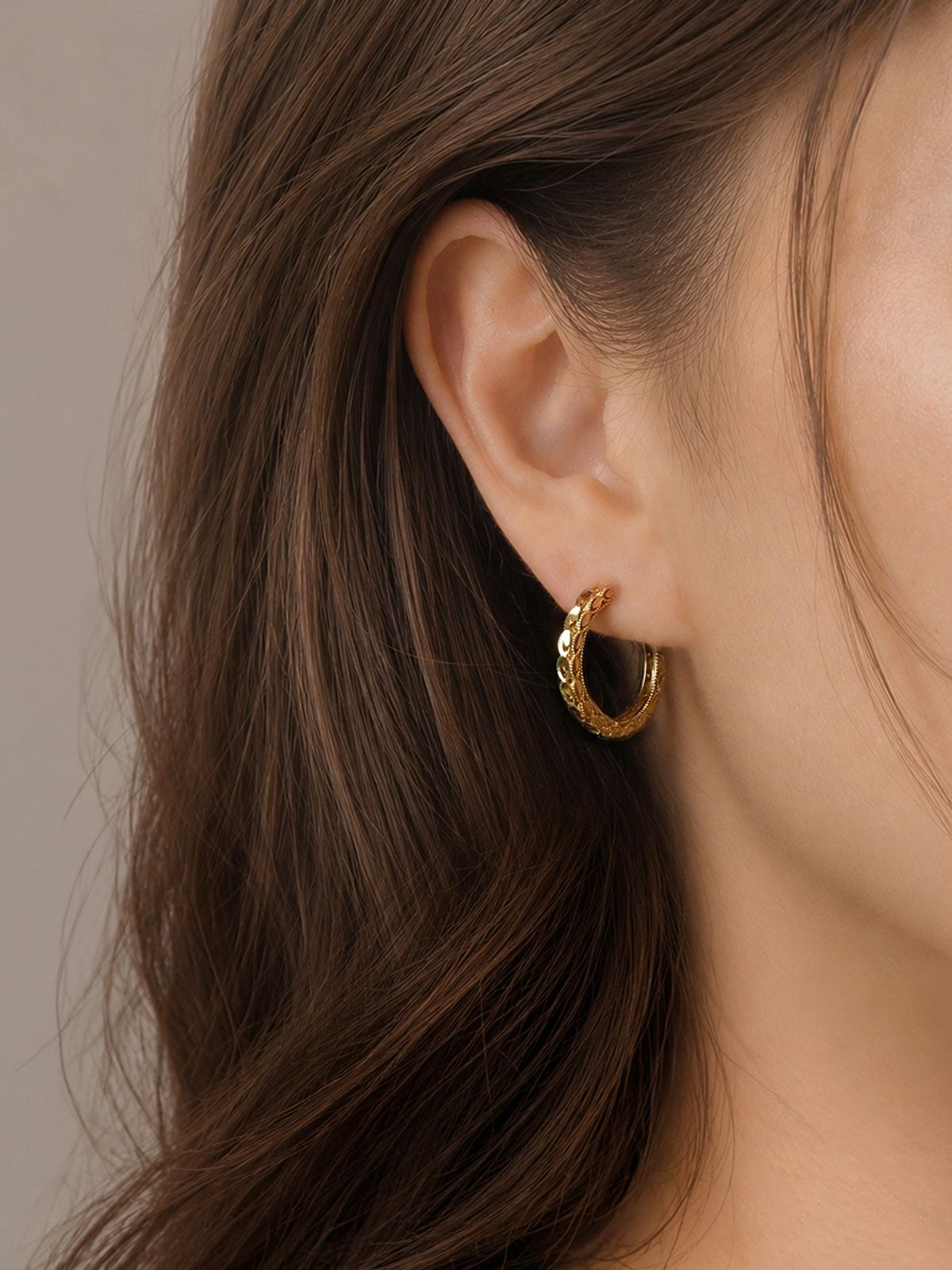 미니멀피어싱(MINIMALPIERCING) 14K 레이스 체인 볼드 원터치 링 귀걸이