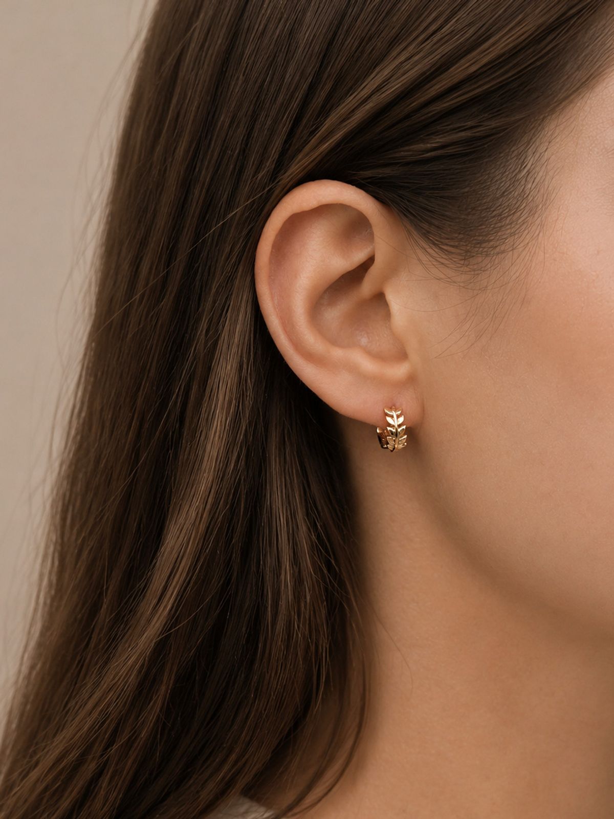 미니멀피어싱(MINIMALPIERCING) 14K 리프 라인 원터치 링 귀걸이