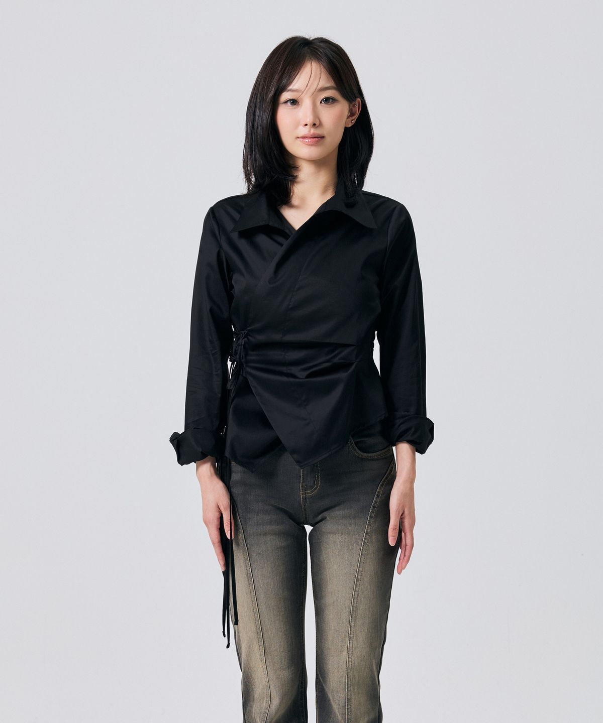 아리킴(ARIKIM) HALO WRAP SHIRT / BLACK