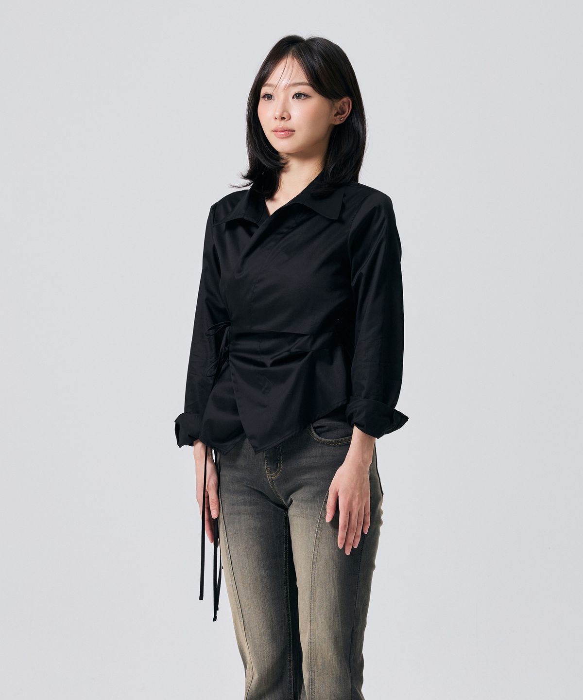 아리킴(ARIKIM) HALO WRAP SHIRT / BLACK