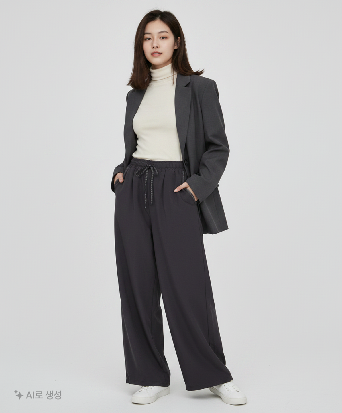꼬모니노즈(COMONINOZ) W SAGGING NYLON PANTS [BLACK] FREE